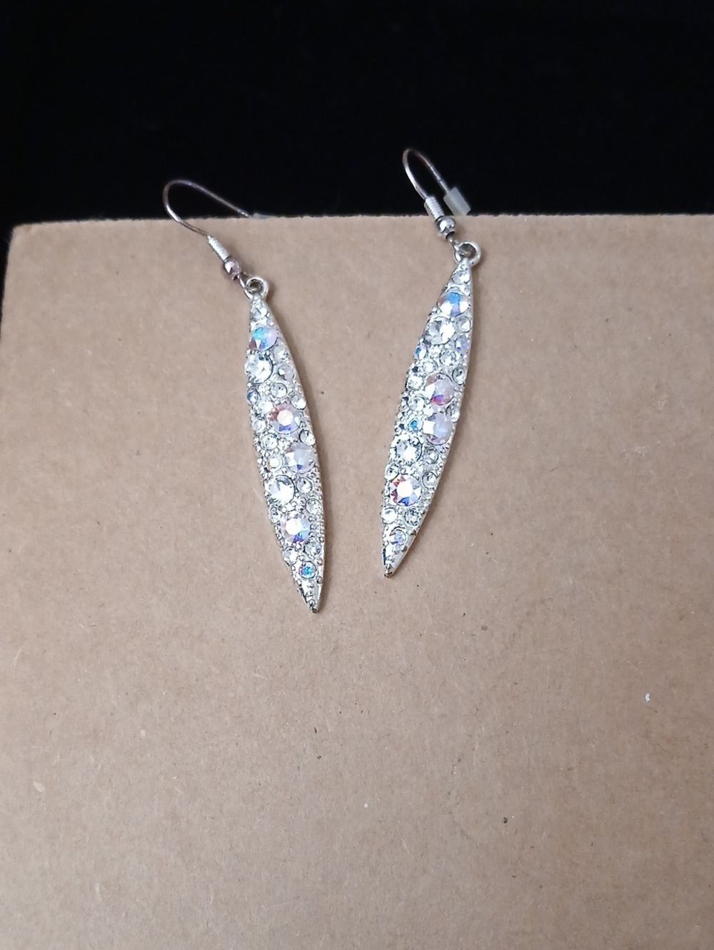 Swarovski Silver-Tone Aurora Borealis Crystal Dangle Earrings